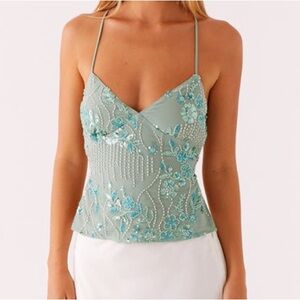 Peppermayo Mint Sequin Cami Top